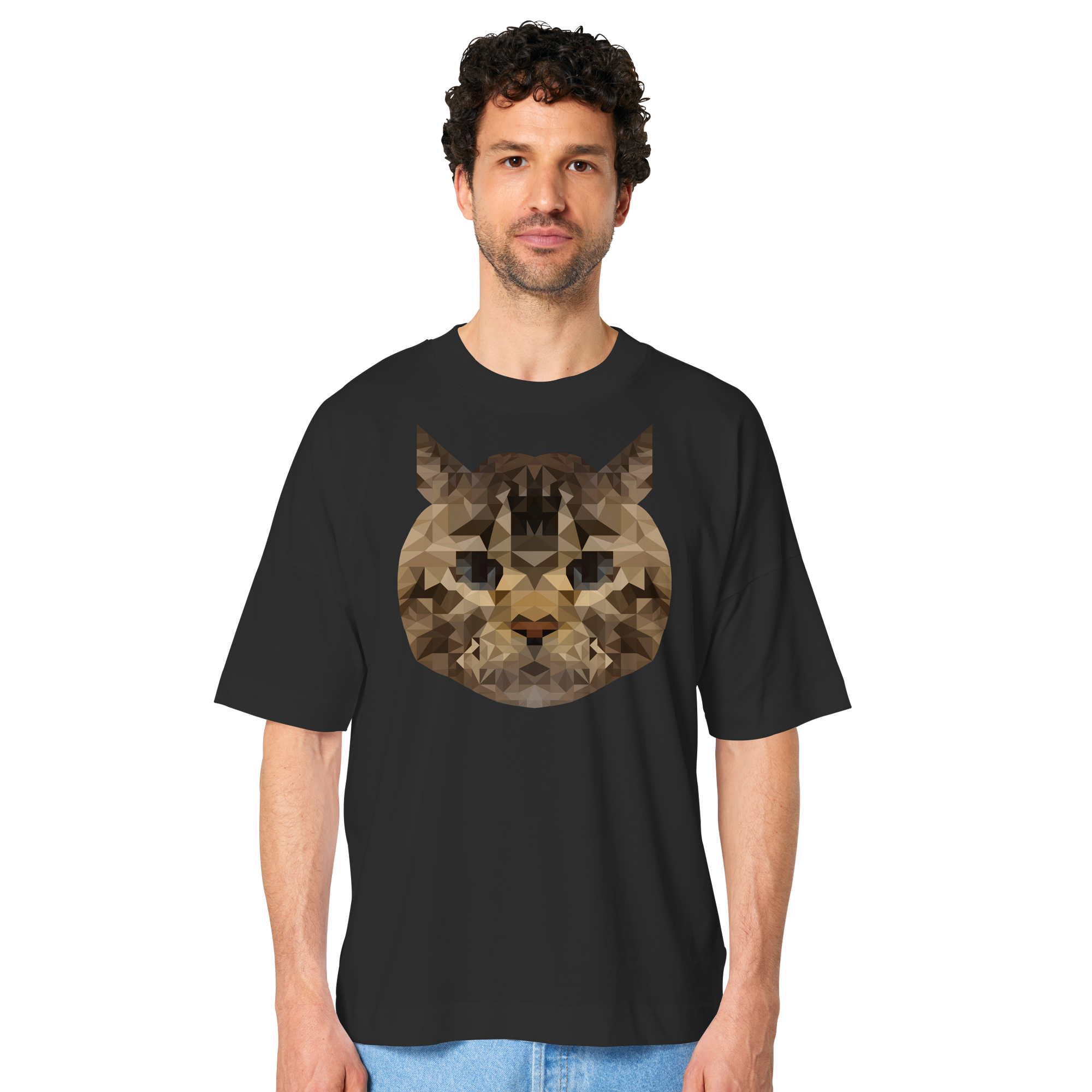Katze im Polygon-Stil - Organic Oversize Shirt