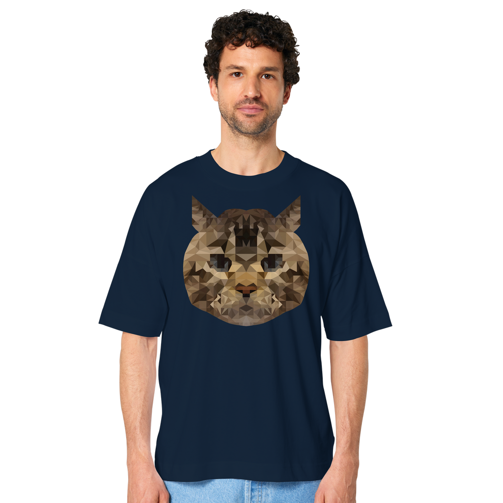 Katze im Polygon-Stil - Organic Oversize Shirt