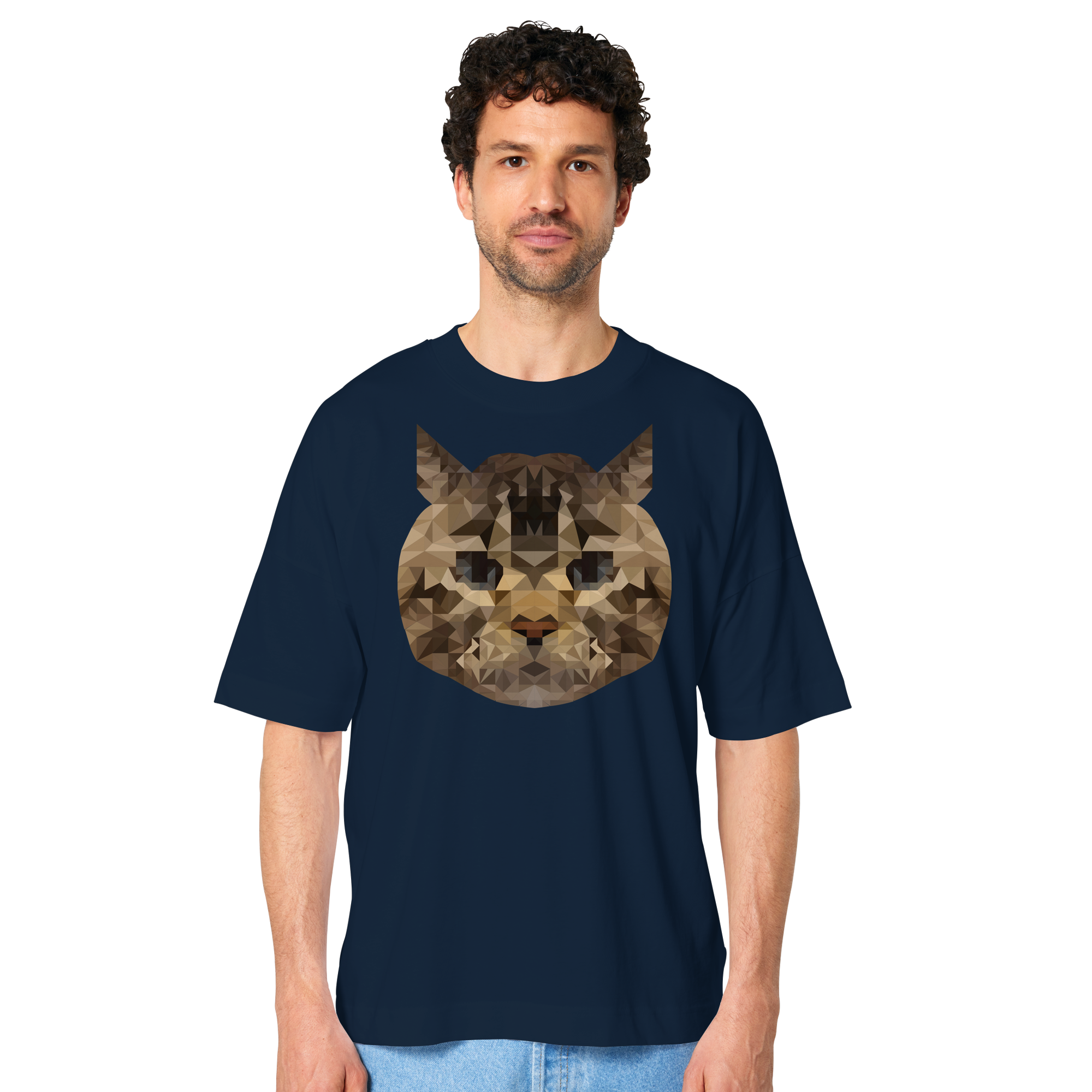 Katze im Polygon-Stil - Organic Oversize Shirt