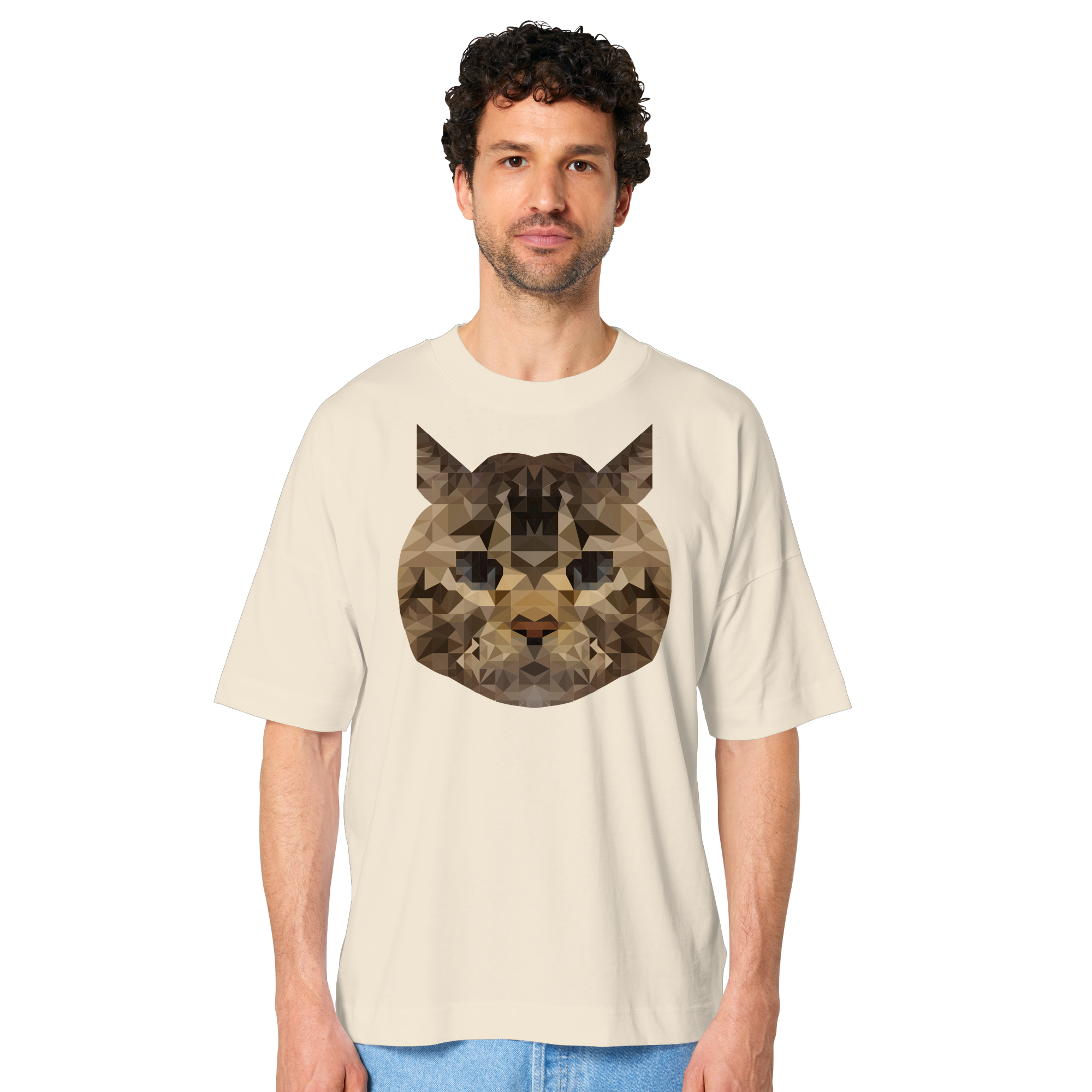 Katze im Polygon-Stil - Organic Oversize Shirt