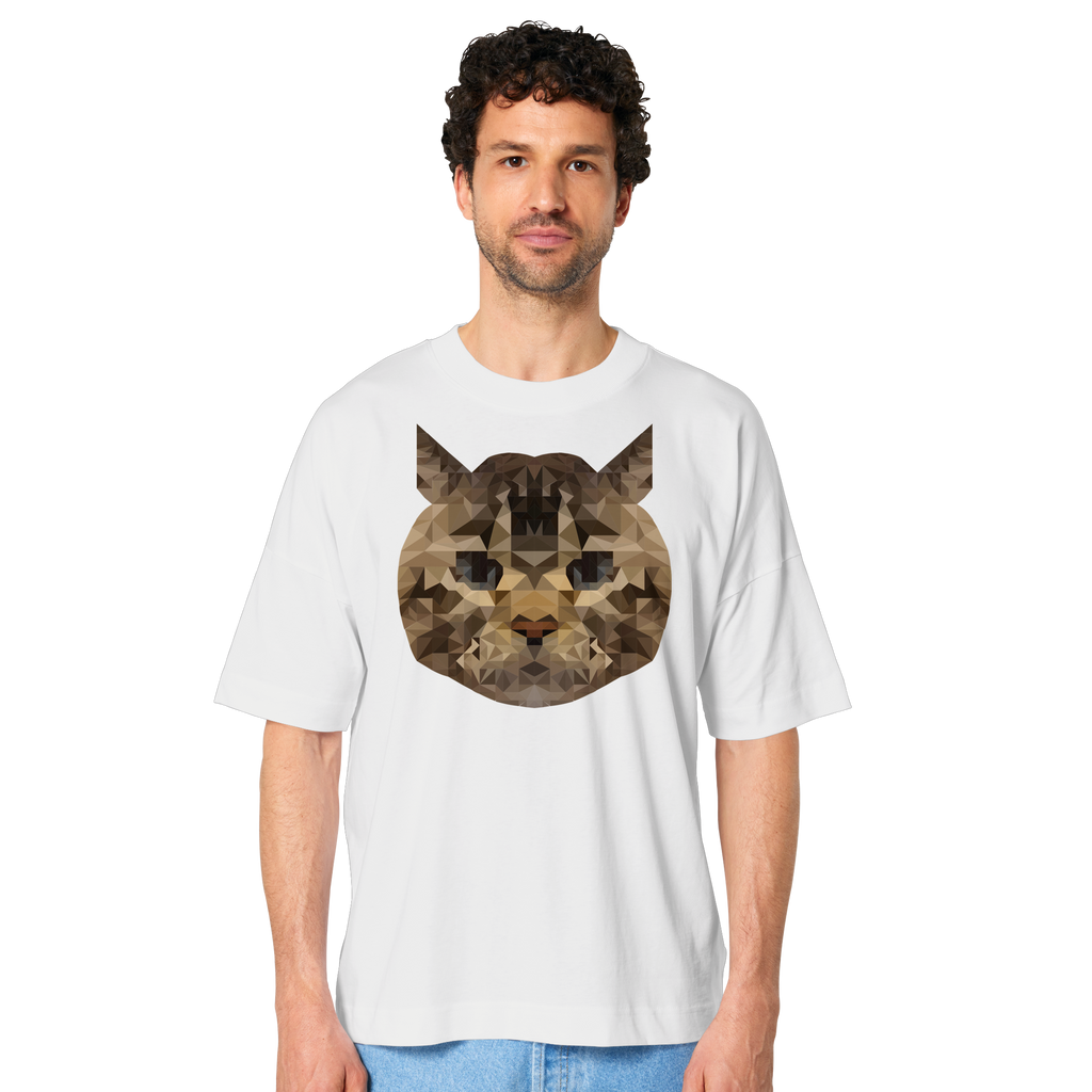 Katze im Polygon-Stil - Organic Oversize Shirt