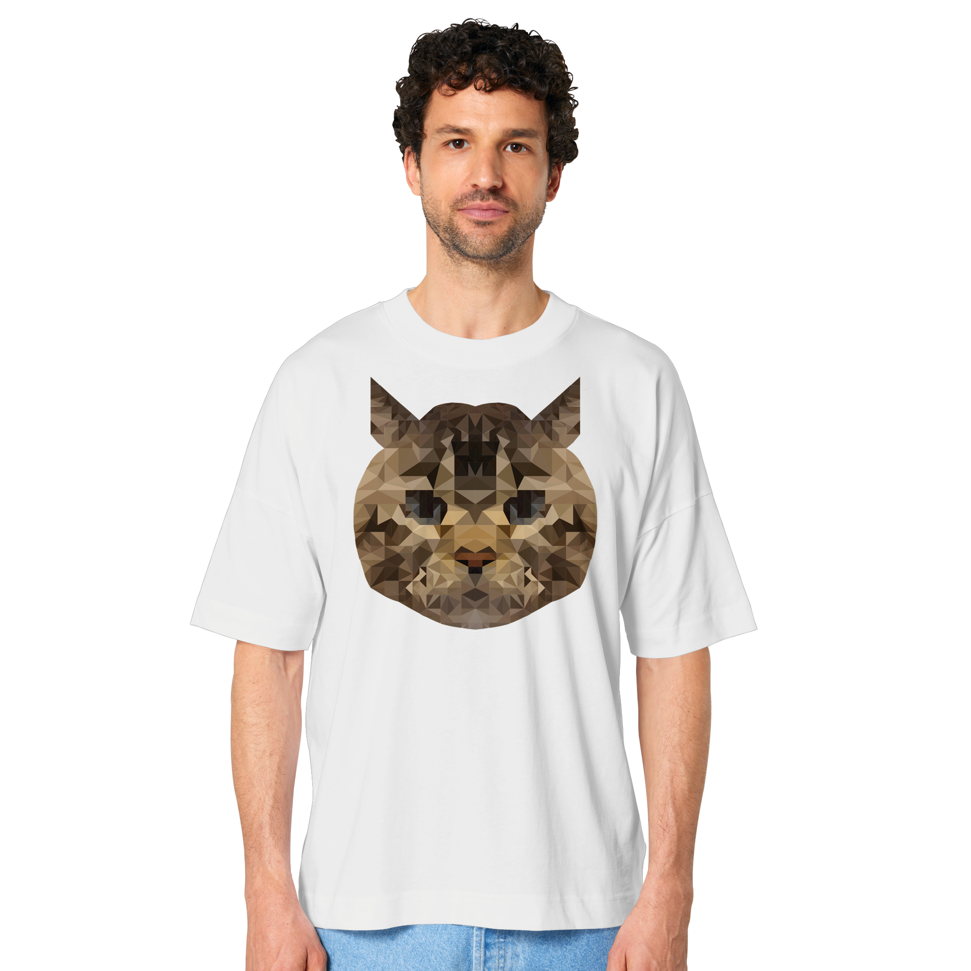 Katze im Polygon-Stil - Organic Oversize Shirt
